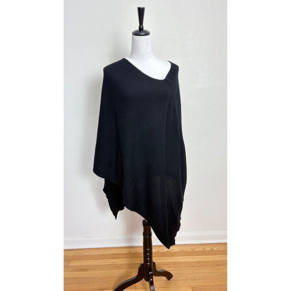 Soft 100% Cashmere Knit Oversized Asymmetrical Poncho Shawl Top One Size Chis